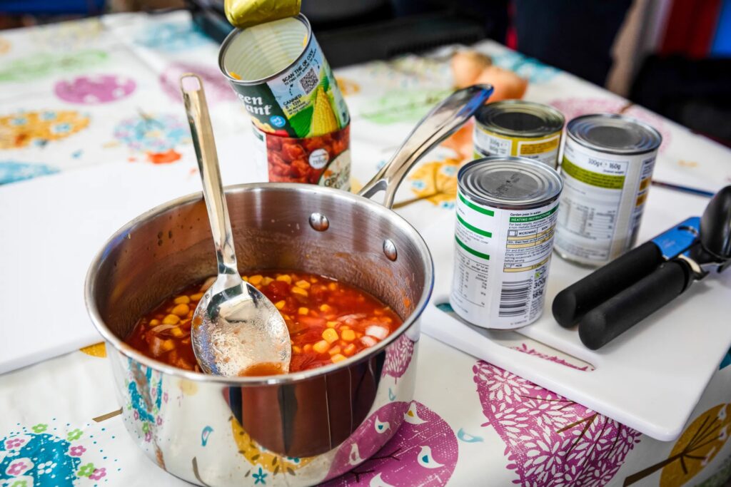 Soup cooking in a pan