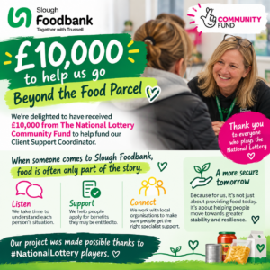 Poster announcing £10,000 grant from the National Lottery Community Fund